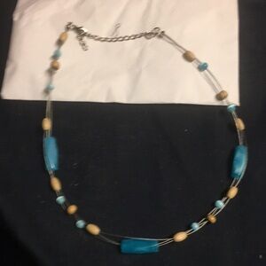 Elegant Blue and Beige Beaded Necklace